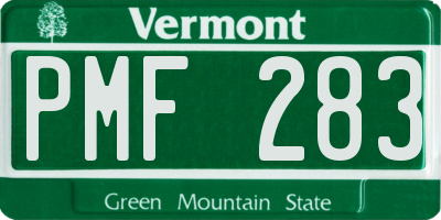 VT license plate PMF283