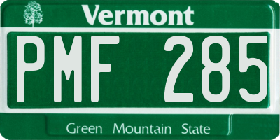 VT license plate PMF285