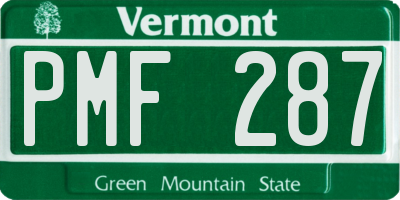 VT license plate PMF287