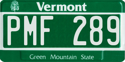 VT license plate PMF289