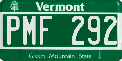 VT license plate PMF292