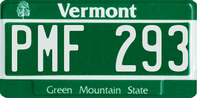 VT license plate PMF293