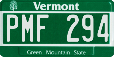 VT license plate PMF294