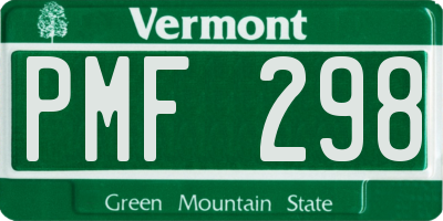 VT license plate PMF298
