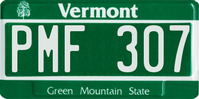 VT license plate PMF307