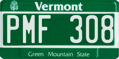 VT license plate PMF308
