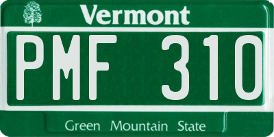 VT license plate PMF310