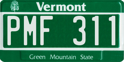 VT license plate PMF311