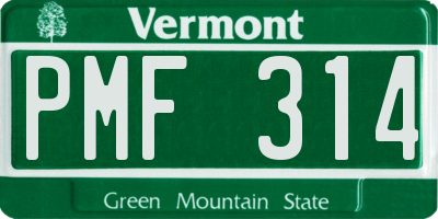 VT license plate PMF314