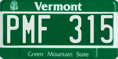 VT license plate PMF315