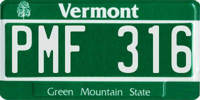 VT license plate PMF316