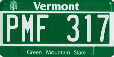 VT license plate PMF317