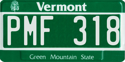 VT license plate PMF318