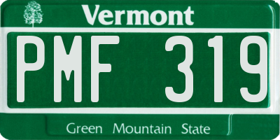 VT license plate PMF319