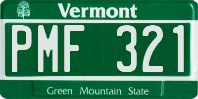VT license plate PMF321