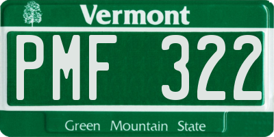 VT license plate PMF322