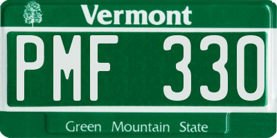 VT license plate PMF330