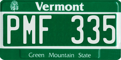 VT license plate PMF335