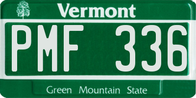 VT license plate PMF336