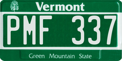 VT license plate PMF337