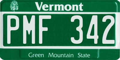 VT license plate PMF342