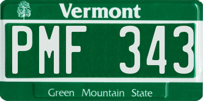 VT license plate PMF343