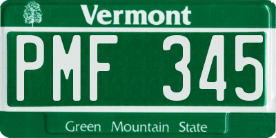 VT license plate PMF345
