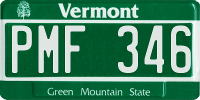 VT license plate PMF346