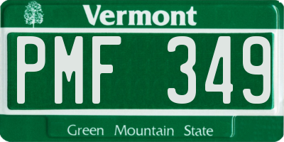 VT license plate PMF349