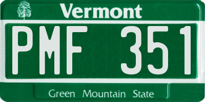 VT license plate PMF351