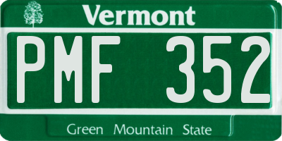 VT license plate PMF352