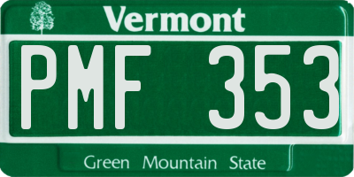 VT license plate PMF353
