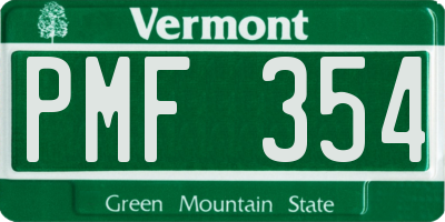 VT license plate PMF354