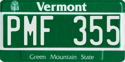 VT license plate PMF355