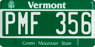 VT license plate PMF356