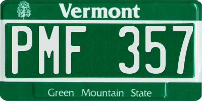 VT license plate PMF357