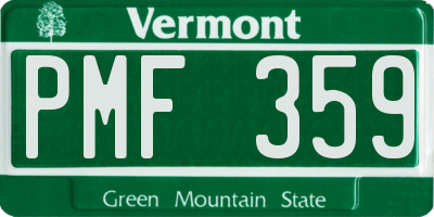 VT license plate PMF359
