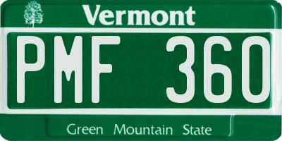 VT license plate PMF360