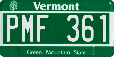 VT license plate PMF361