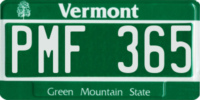 VT license plate PMF365