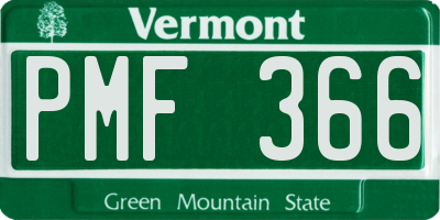 VT license plate PMF366