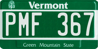 VT license plate PMF367