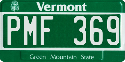 VT license plate PMF369