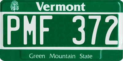 VT license plate PMF372