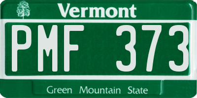 VT license plate PMF373