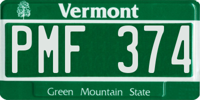 VT license plate PMF374
