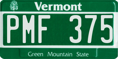 VT license plate PMF375