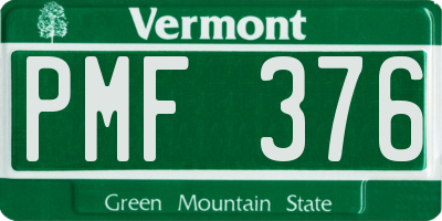 VT license plate PMF376