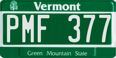 VT license plate PMF377