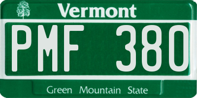 VT license plate PMF380
